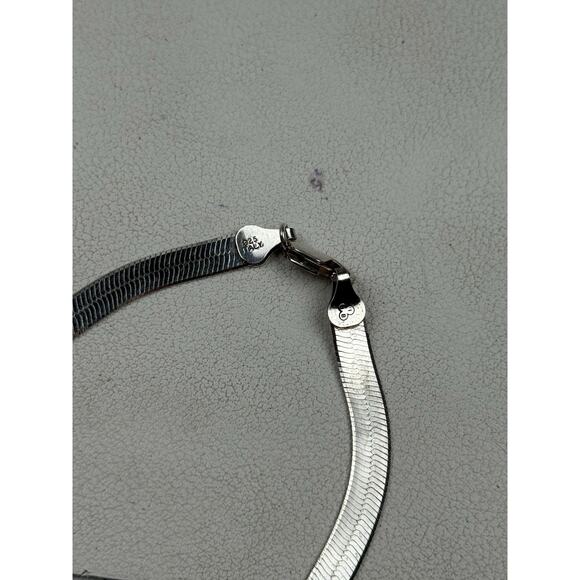 IBB Sterling Silver Bracelet Flat Snake Chain 8" Italy 1/4" Width - Picture 4 of 7